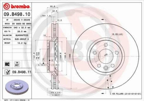 A.B.S. 09.B498.10 - Bremžu diski www.autospares.lv