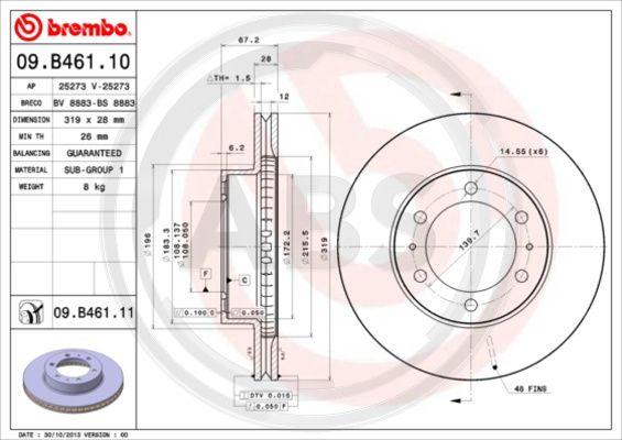 A.B.S. 09.B461.10 - Bremžu diski www.autospares.lv