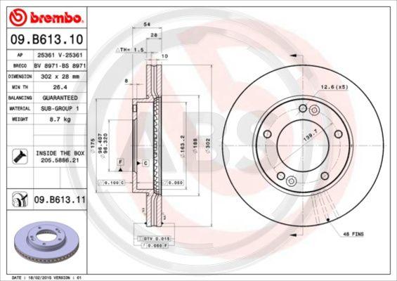 A.B.S. 09.B613.11 - Bremžu diski www.autospares.lv