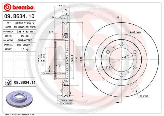 A.B.S. 09.B634.11 - Bremžu diski www.autospares.lv