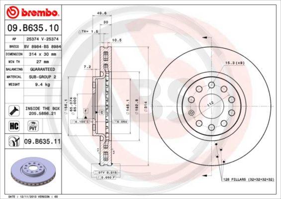 A.B.S. 09.B635.11 - Bremžu diski www.autospares.lv