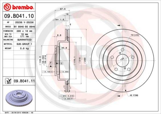 A.B.S. 09.B041.11 - Bremžu diski www.autospares.lv