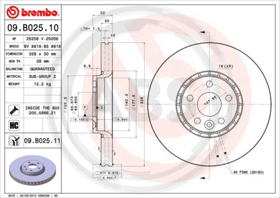 A.B.S. 09.B025.11 - Bremžu diski www.autospares.lv