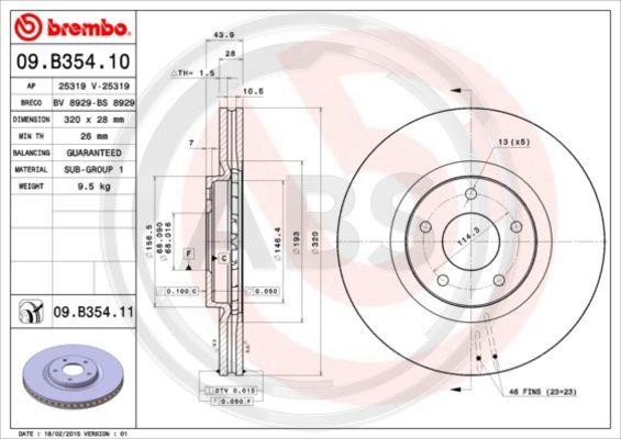 A.B.S. 09.B354.11 - Bremžu diski www.autospares.lv