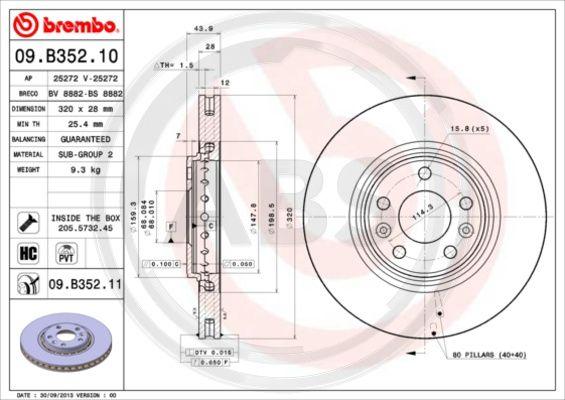 A.B.S. 09.B352.11 - Bremžu diski www.autospares.lv