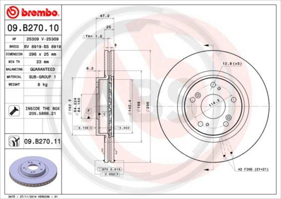 A.B.S. 09.B270.10 - Bremžu diski www.autospares.lv