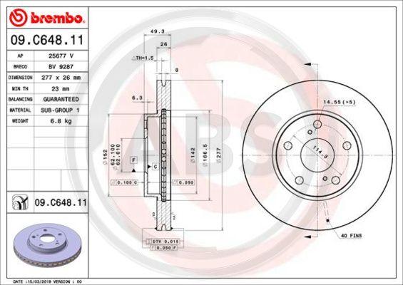 A.B.S. 09.C648.11 - Bremžu diski www.autospares.lv