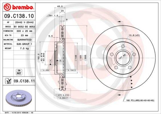 A.B.S. 09.C138.11 - Bremžu diski www.autospares.lv