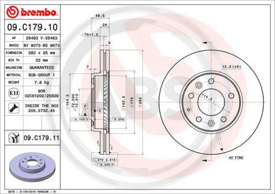 A.B.S. 09.C179.11 - Bremžu diski www.autospares.lv