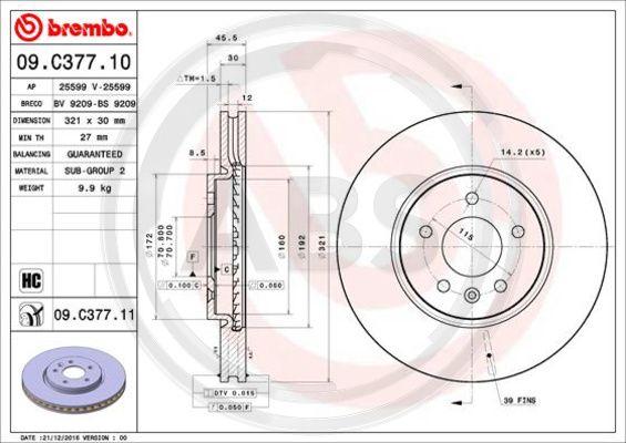 A.B.S. 09.C377.11 - Bremžu diski autospares.lv