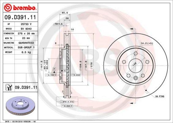 A.B.S. 09.D391.11 - Bremžu diski www.autospares.lv