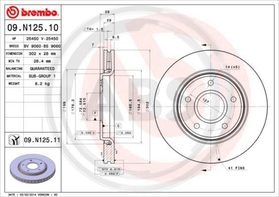 A.B.S. 09.N125.11 - Bremžu diski www.autospares.lv