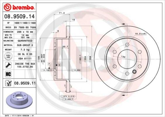 A.B.S. 08.9509.11 - Bremžu diski www.autospares.lv