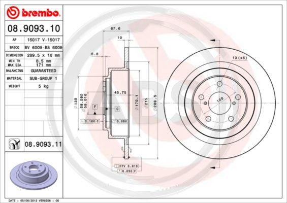 A.B.S. 08.9093.10 - Bremžu diski www.autospares.lv