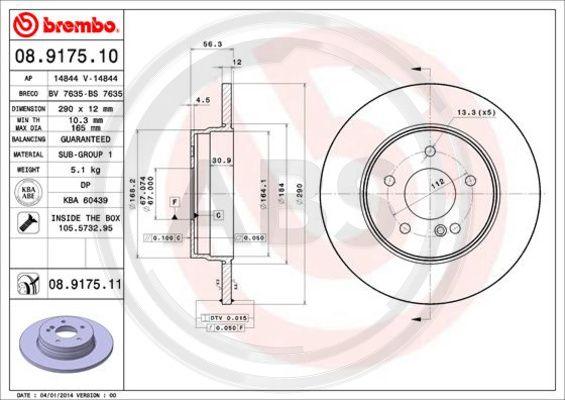 A.B.S. 08.9175.11 - Bremžu diski www.autospares.lv