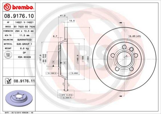 A.B.S. 08.9176.11 - Bremžu diski www.autospares.lv