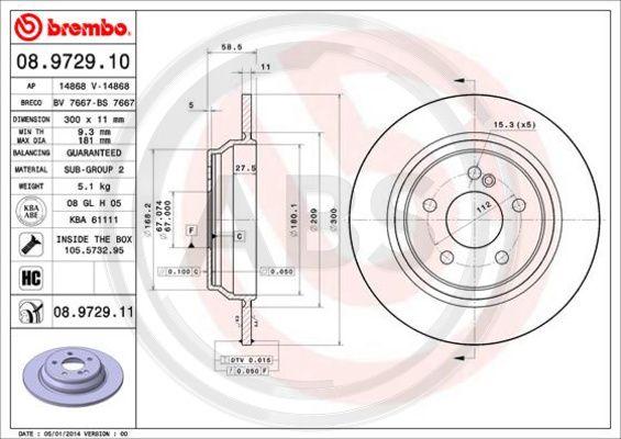 A.B.S. 08.9729.11 - Bremžu diski www.autospares.lv