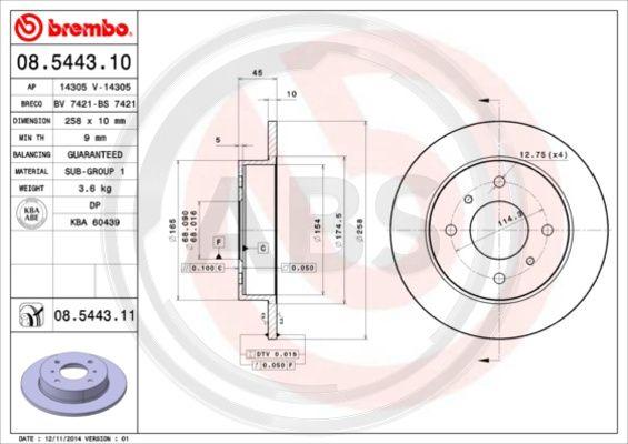 A.B.S. 08.5443.10 - Bremžu diski www.autospares.lv