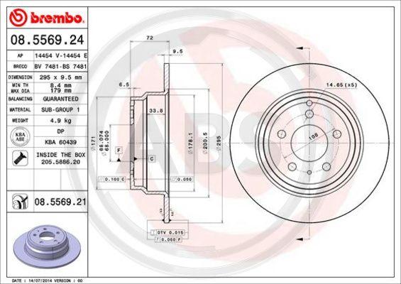 A.B.S. 08.5569.21 - Bremžu diski www.autospares.lv