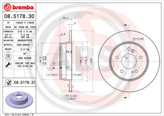 A.B.S. 08.5178.31 - Bremžu diski www.autospares.lv