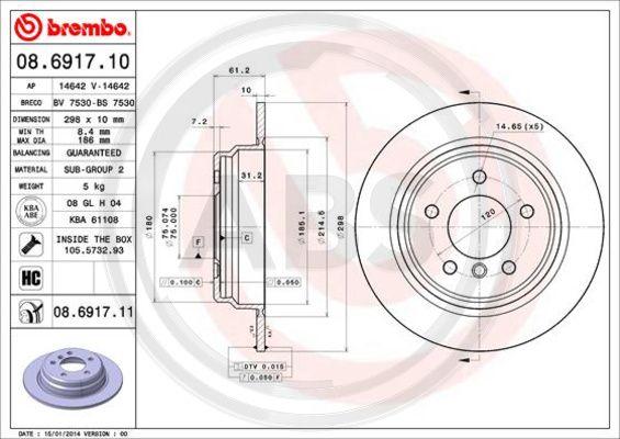 A.B.S. 08.6917.11 - Bremžu diski autospares.lv