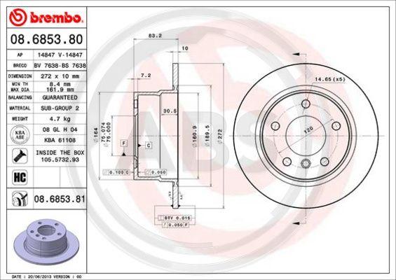 A.B.S. 08.6853.81 - Bremžu diski www.autospares.lv