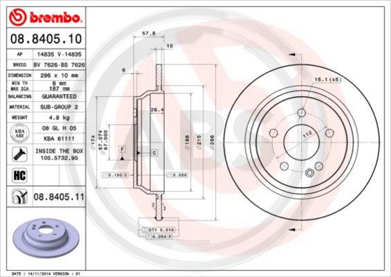 A.B.S. 08.8405.11 - Bremžu diski www.autospares.lv