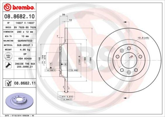 A.B.S. 08.8682.11 - Bremžu diski autospares.lv