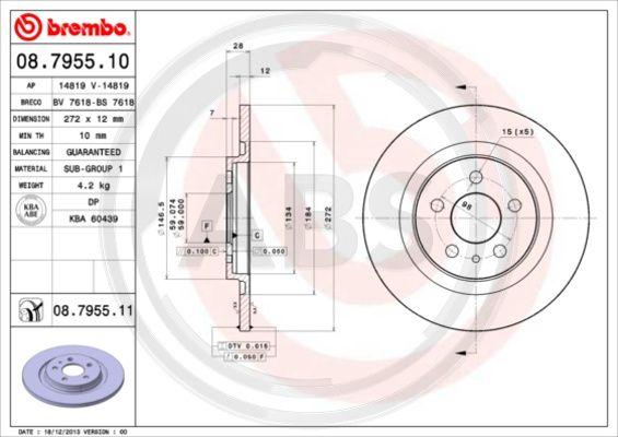 A.B.S. 08.7955.11 - Bremžu diski www.autospares.lv