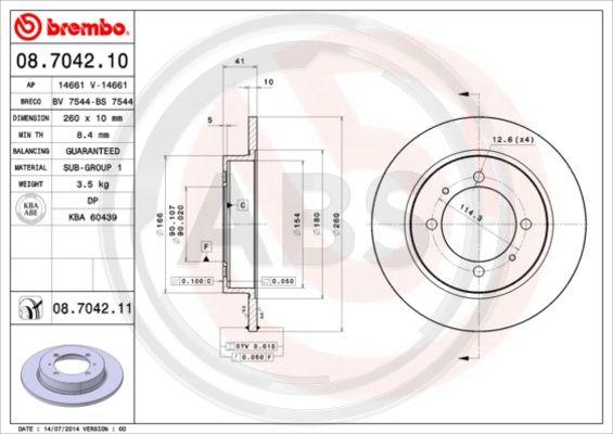 A.B.S. 08.7042.11 - Brake Disc www.autospares.lv