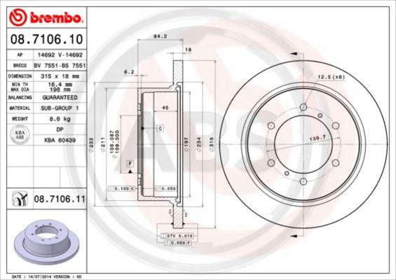 A.B.S. 08.7106.10 - Brake Disc www.autospares.lv