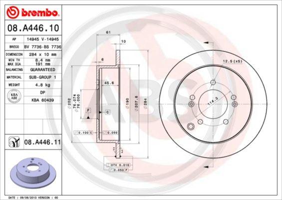 A.B.S. 08.A446.11 - Bremžu diski www.autospares.lv