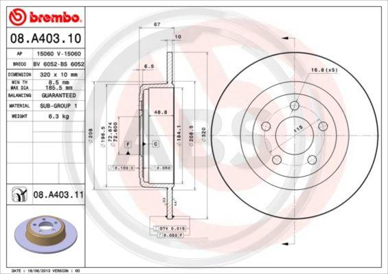 A.B.S. 08.A403.11 - Bremžu diski www.autospares.lv