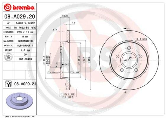 A.B.S. 08.A029.21 - Bremžu diski autospares.lv