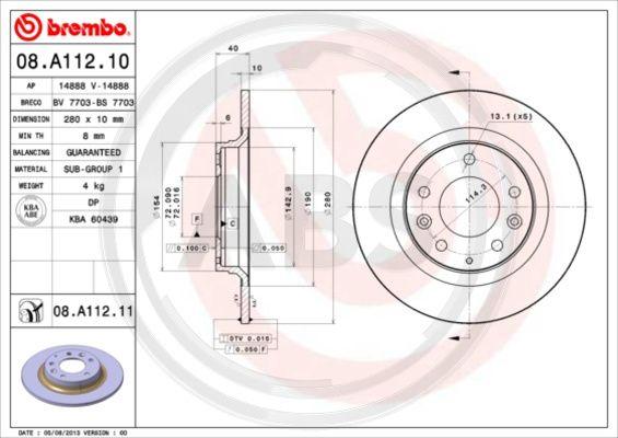 A.B.S. 08.A112.11 - Bremžu diski www.autospares.lv