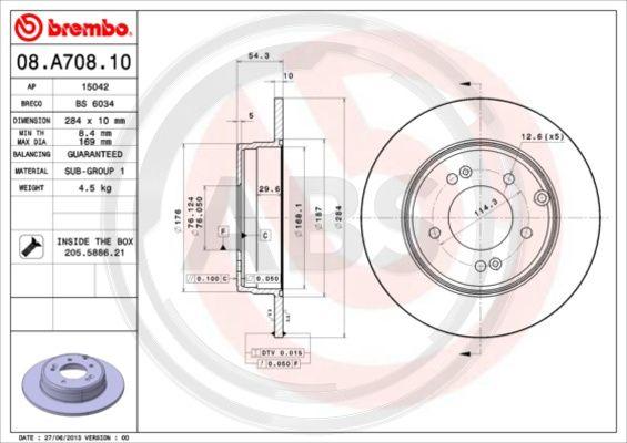 A.B.S. 08.A708.11 - Bremžu diski www.autospares.lv