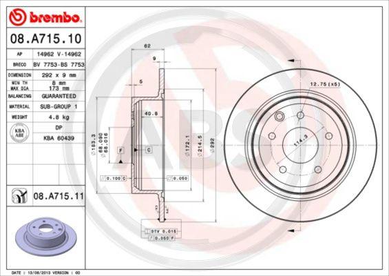 A.B.S. 08.A715.11 - Bremžu diski www.autospares.lv