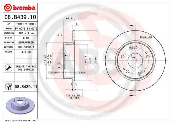 A.B.S. 08.B439.11 - Bremžu diski www.autospares.lv