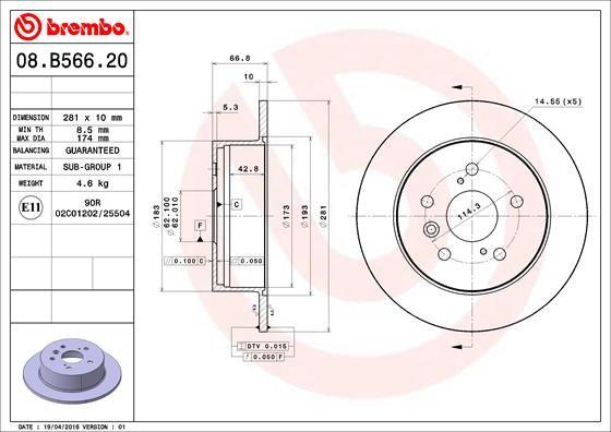 A.B.S. 08.B566.21 - Bremžu diski www.autospares.lv