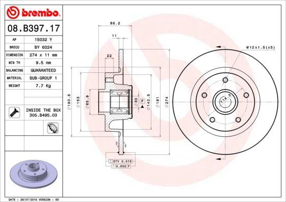 A.B.S. 08.B397.27 - Bremžu diski www.autospares.lv