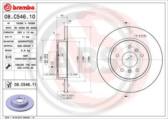 A.B.S. 08.C546.11 - Bremžu diski www.autospares.lv