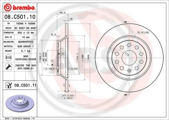 A.B.S. 08.C501.11 - Тормозной диск www.autospares.lv