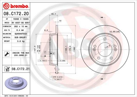 A.B.S. 08.C172.20 - Bremžu diski www.autospares.lv