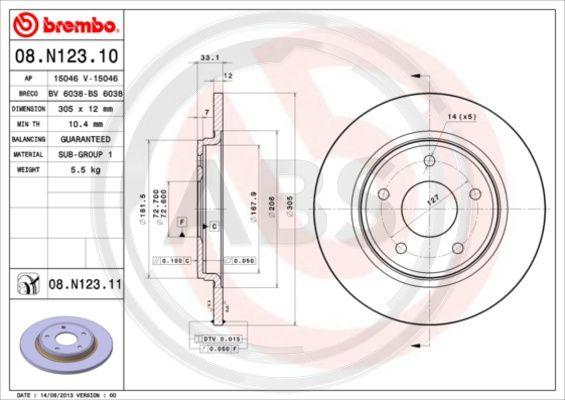 A.B.S. 08.N123.11 - Bremžu diski autospares.lv