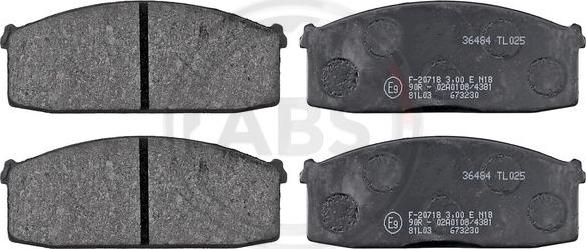 A.B.S. 36484 - Brake Pad Set, disc brake www.autospares.lv