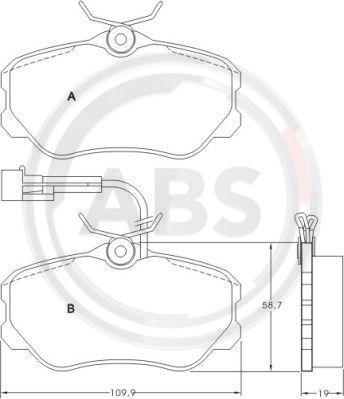 A.B.S. 36655 - Bremžu uzliku kompl., Disku bremzes autospares.lv