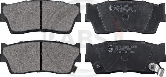 A.B.S. 36675 - Brake Pad Set, disc brake www.autospares.lv