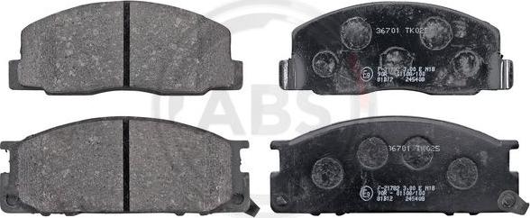 A.B.S. 36701 - Тормозные колодки, дисковые, комплект www.autospares.lv