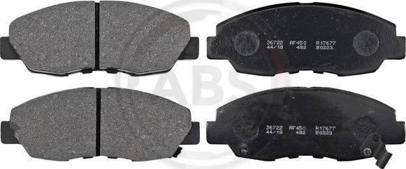 A.B.S. 36722 - Brake Pad Set, disc brake www.autospares.lv