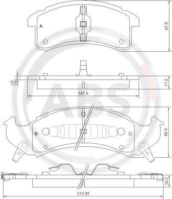 A.B.S. 38623 - Bremžu uzliku kompl., Disku bremzes www.autospares.lv